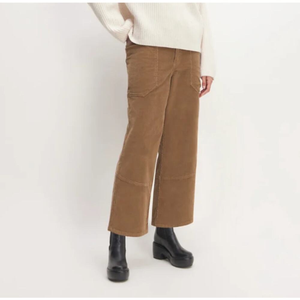 Everlane Cropped Wide-Leg Corduroy Pants in Brown